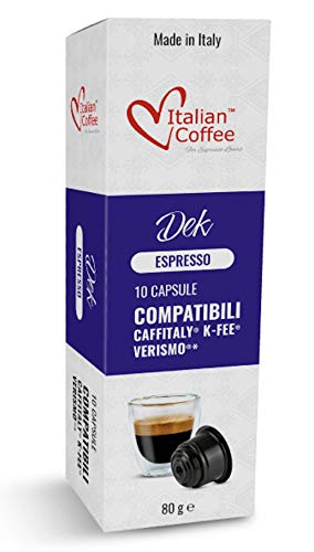 ITALIAN COFFEE FOR ESPRESSO LOVERS Italian Coffee Decaffeinated Espresso capsules compatible with Starbucks Verismo, CBTL, Caffitaly, K-fee systems "DEK" (80 pods "DEK" DECAF blend)