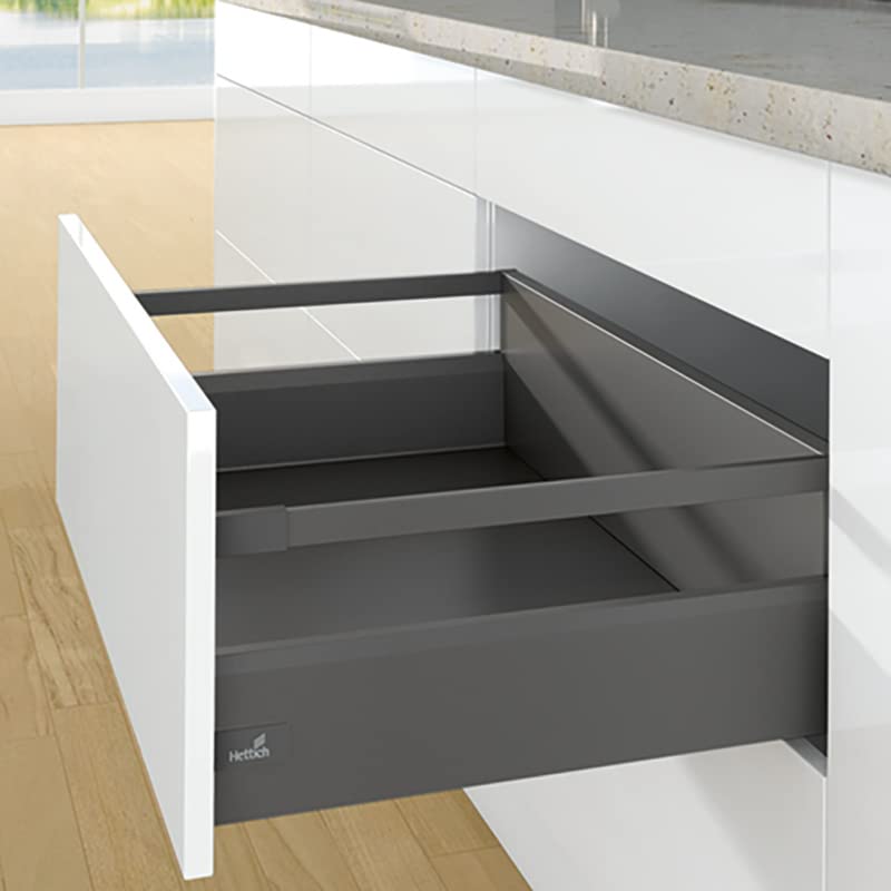Tiroir casserolier en kit - hauteur 126 mm (218 mm avec bandeaux) - arcitech - Décor : Blanc - Longueur : 400 mm - HETTICH