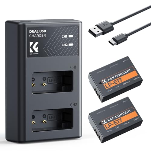K&F CONCEPT LP-E17 Batterie de Rechange et Chargeur USB Double pour Canon EOS R50 R100 RP R10 R8, Powershot V1, T8i T7i T6i T6s SL2 SL3 M3 M5 M6 200D 750D 760D 800D 8000D