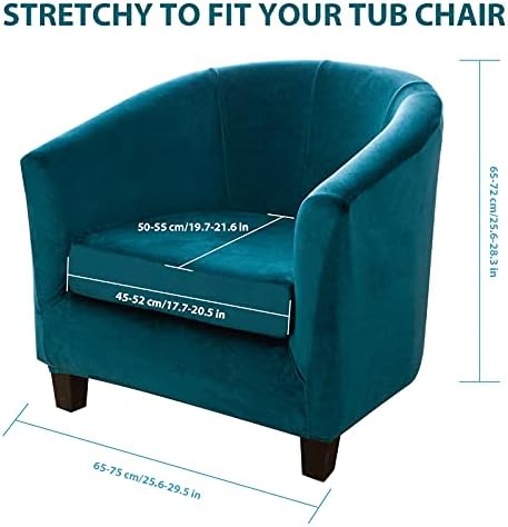 2 Pieces Tub Chair Covers, OKYUK Stretch Velvet Tub Chair Slipcover For Armchair Covers, Removable Washable Furniture Protector Sofa Couch Cover For Dining Living Room Reception - Emerald Green