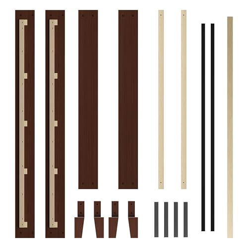 Yaheetech Queen Bed Frame Natural Solid Wood Platform Bed with Wooden Slats Support, 7.3-inch Underbed Space for Storage, Noise-Free Design, Easy Assembly, Dark Walnut Finish