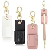 Bremorou 3 Pcs PU Leather Lanyard Pen Holder Anti-Lost Lanyard Pen Clip Retractable Pens Holder Clip Keychain Portable Pouch Pocket Pens Holders for Pencil Badges Clipboard Nurses Office School