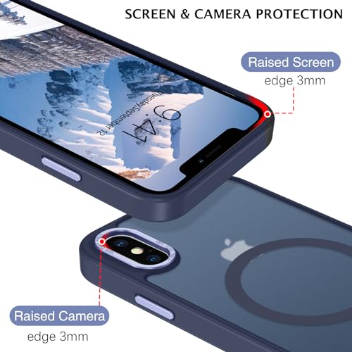 Telaso for iPhone X Case, iPhone Xs Phone Case Compatible with Magsafe Wireless Charging Translucent Matte Back Slim Shockproof Anti-Scratch Anti-Yellow Protective Magnetic iPhone X/XS Case, Navy Blue by Telaso - Image 5
