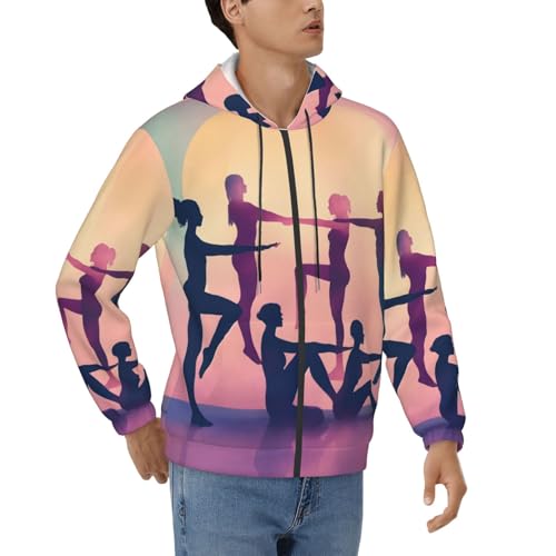 Sweat à capuche homme manches longues cordon de serrage motif gymnastique sweat-shirt sport