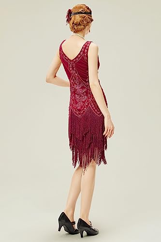 Image of BABEYOND 1920s Flapper Dress Roaring 20s Great Gatsby Costume Dress Fringed Embellished Dress