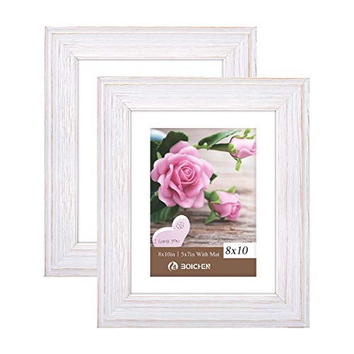BOICHEN 8x10 Picture Frames Rustic Solid Wood High Definition Glass for Tabletop Display