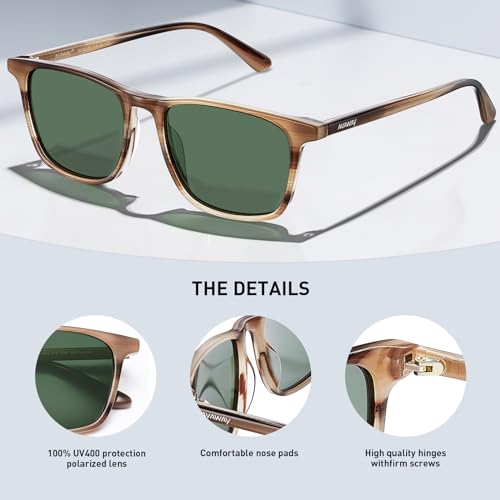 Image of AVAWAY Acetate Polarized Sunglasses for Men, UV400 Protection Fashion Retro Cool Square Frame Driving Fishing Sun Glasses