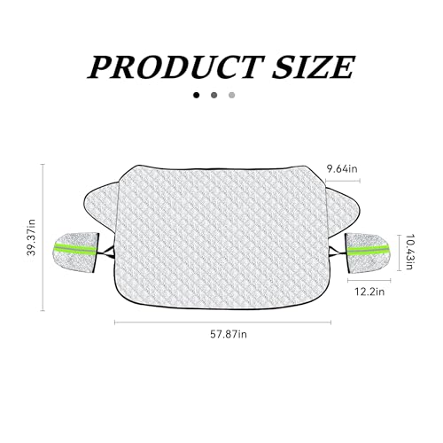 Lonuxi Car Windshield Snow Cover, 4 Layers Winter Frost Protection for Any Weather, Windscreen Covers with Side Mirror Covers, Front Window Automotive Covers for Car SUV Trucks