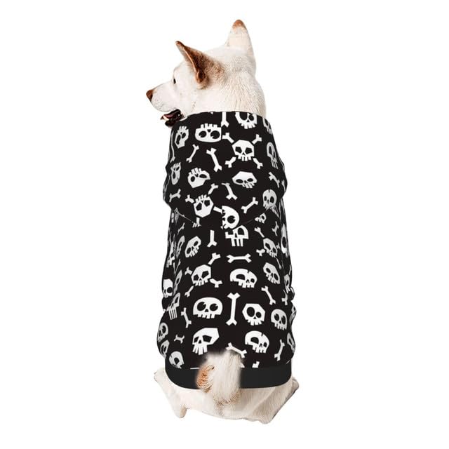 Skull Dog Hoodie Pet Clothes for Small Dog Cat Soft Funny Scary Pet Apparel Halloween Supplies, HO2, Medium