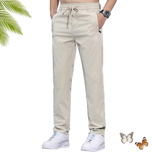 Ice Silk Mesh Panel Casual Pants, Cooling Lightweight Everyday Wear, Quick Drying with Pockets Breathable