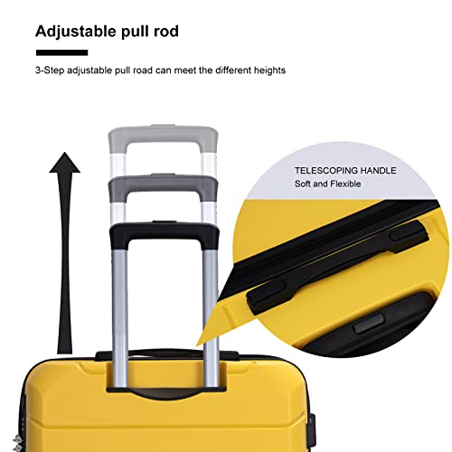 Lightweight Suitcase Large with Spinner Wheels, Portable Suitcase for Travel Sets of 3,Hard side Portable Carry on Luggage for airplane 20"/24"/28"(Yellow)3