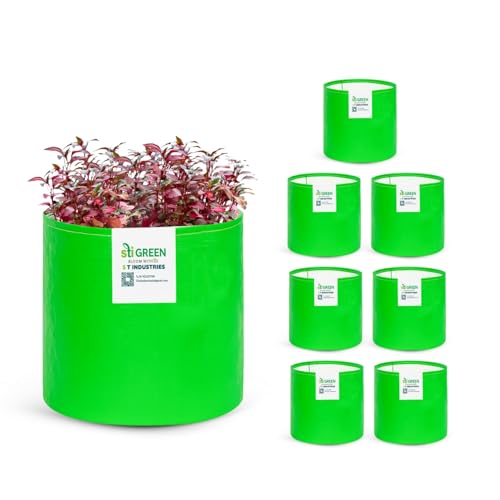 Image of HDPE Grow Bags for Plants 6X9 Inch (Pack of 8) | 260 GSM Heavy Duty UV-Protected Round Green Colour Plant Bags for Terrace and Vegetable Gardening | Strong & Reusable|