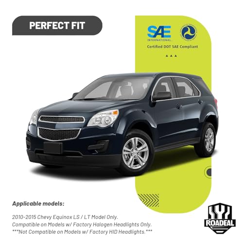 Image of Headlights for 2010-2015 Chevy Equinox LS /LT Model | Halogen Headlamp Replacement with High Low Beam Bulbs, Chrome Housing, Driver & Passenger Side