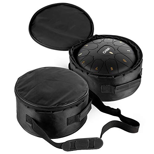 Steel Tongue Drum, 11 Notes 10 inches Percussion Instrument Handpan Drum with Bag, Music Book, Mallets, Finger Picks, Drum Mallets Holder (10 Inch Black) - Thumbnail 5