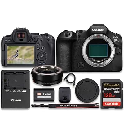 Canon EOS R6 Mark III Mirrorless Camera (Body Only) with Mount Adapter EF-EOS R + SanDisk Extreme PRO 128GB Memory Card (9pc Bundle)