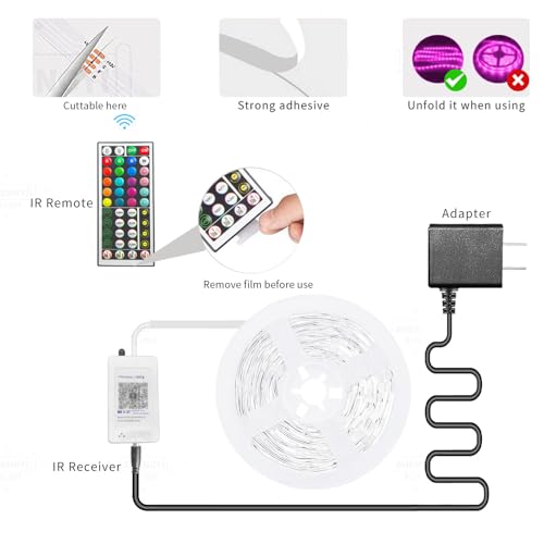 Image of KSIPZE 100ft Led Strip Lights RGB Music Sync Color Changing Led Lights with Smart App Control Remote Led Lights for Bedroom Room Lighting Flexible Home Decor