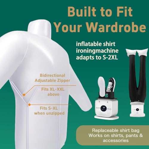 Hands-free steaming in action with shirt on automatic mannequin