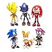 Sonic Cake Topper 6 sztuk, zestaw zabawek Sonic the Hedgehog, mini figurki, dekoracja tortów urodzinowych dla dzieci, artykuły na przyjęcie urodzinowe