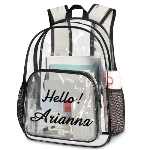 Floral Personalized Large Clear Backpack Heavy Duty for Stadium Approved Custom Floral Pattern PVC Transparent Backpack with Name See Through Bag for Concerts