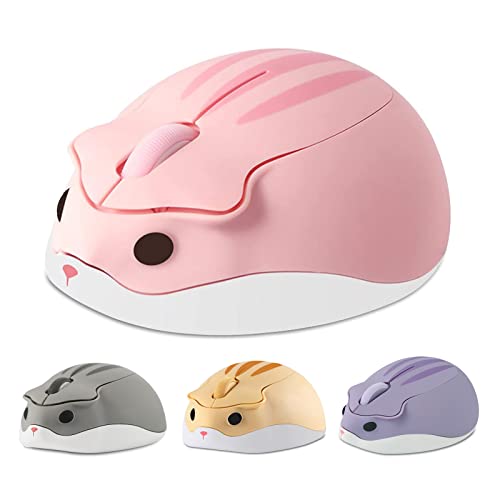 elec Space Hamster Forme Souris silencieuse sans Fil Mignon Mini Portable Voyage Animal Souris Souris Optique USB sans Fil pour Ordinateur Portable Motif Hamster Mauve pour Enfants MacBook
