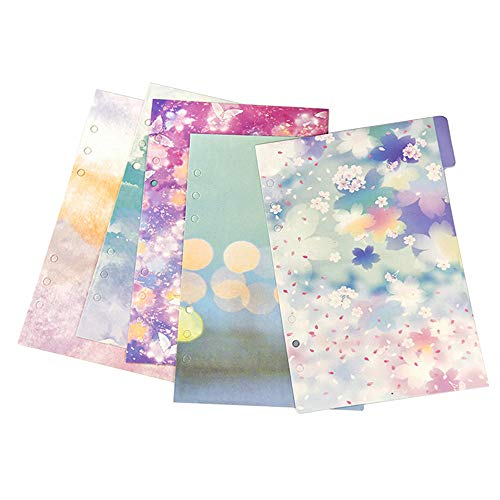 BLUGUL Gecoat papier A5 verdelers, 6 gat, A5 onderwerp verdelers, Notebook index verdeler, losse blad Binder Divider Tab kaarten, Sakura 10st