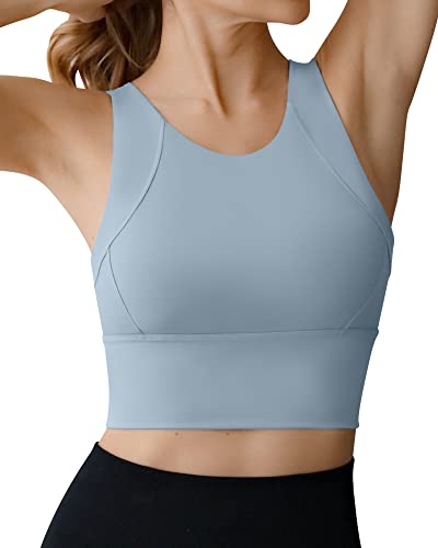 Image of Ama Larsi High Neck Longline Sports Bra for Women | Padded, Medium Impact, Wirefree, Workout Crop Tank Tops, Yoga Gym