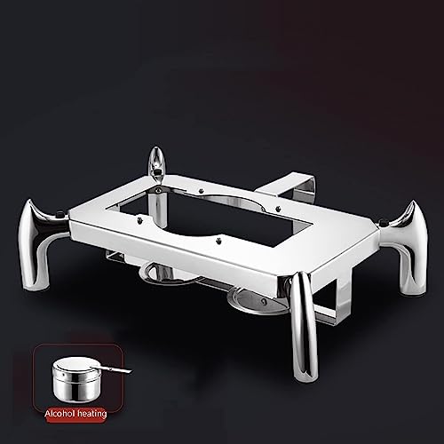 Buffet-Heizplatten aus Edelstahl – Buffetwärmer, Heiztabletts, Lebensmittelwärmer mit massiven Stahldeckeln (304 rechteckig, DREI) – Bild 6