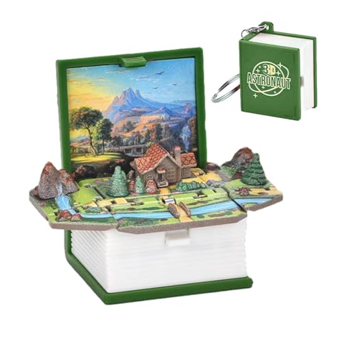 Genérico 3D-Miniatur-Schlüsselanhänger: Interaktiver Märchenbuch-Anhänger, Karabiner mit Pop-Up-Figur, Sammlerstück, niedliche Geschenkidee für Studenten, Freunde, Pastoral (Random Pattern), Consulte