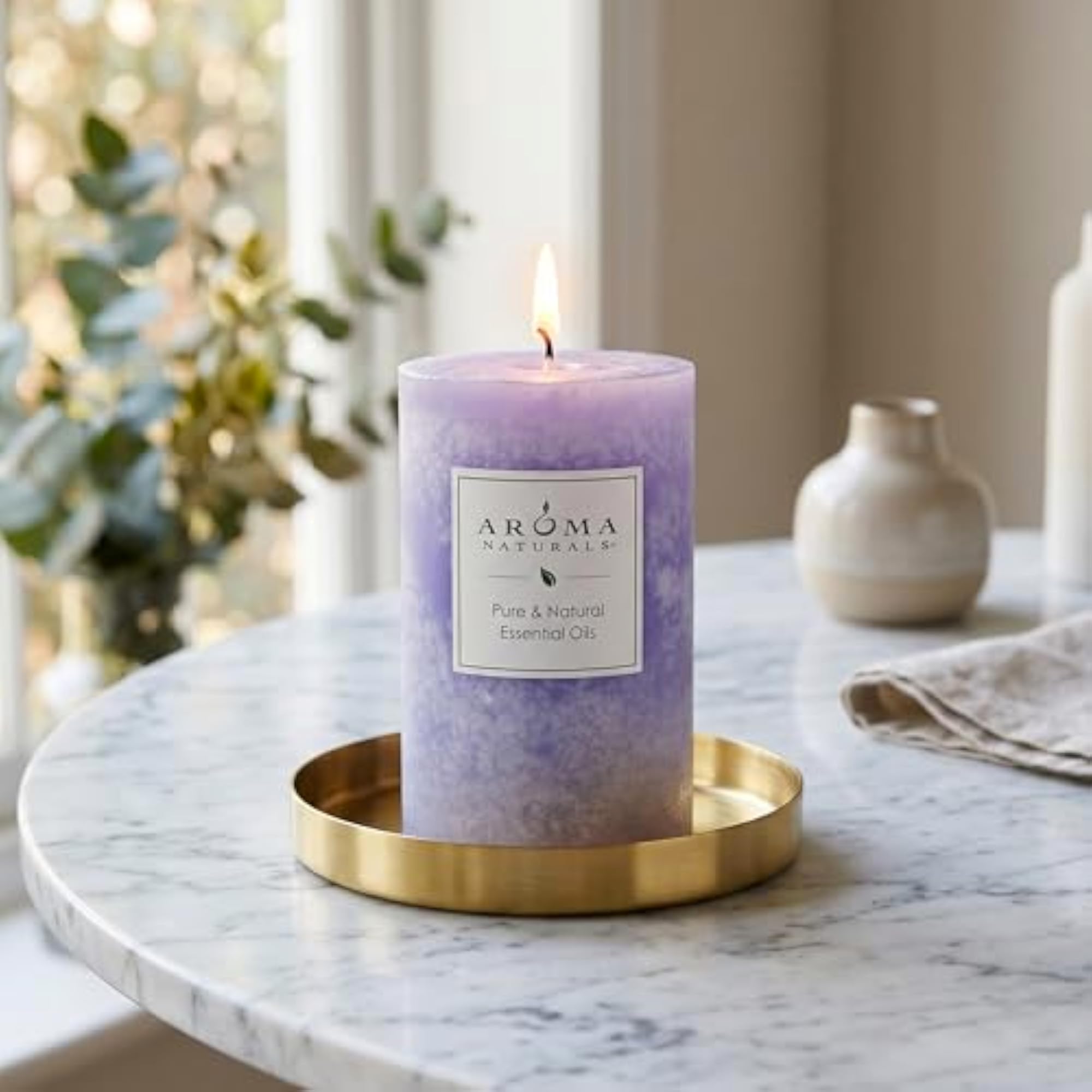Lavender Essential Oil Tranquility Pillar Candle