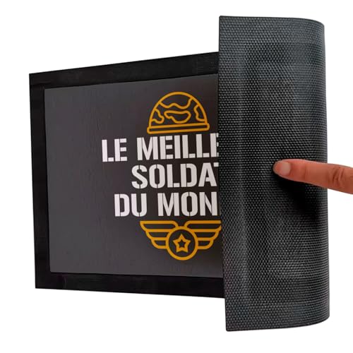 Paillasson noir armée de terre tapis militaire guerre 60x40cm
