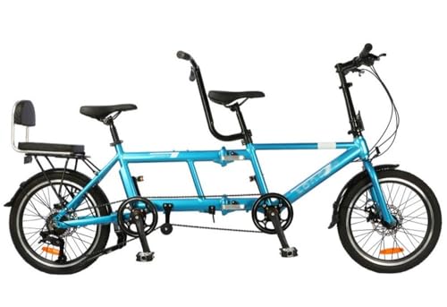 Asdfeop Biciclette Tandem Pieghevoli da 20 Pollici, Bicicletta da Spiaggia Cruiser per Adulti, Bici Tandem Regolabili a 7 velocità, Bicicletta Cruiser C, 20 Pollici