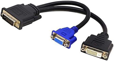 zdyCGTime Wyse DVI-I Splitter Cable - DVI-I(24+5) Male to DVI-D(24+1) and VGA (HD15) Female Comparable to Wyse DVI Digital Y-Cable (DVI-I to DVI-D and VGA)9 Inch
