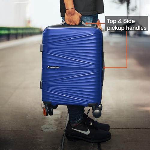 Image of Nasher Miles Mumbai Hard-Sided Polypropylene 8 Wheels Double Spinner Luggage Set of 2 Navy Blue Trolley Bags (65 & 75 cm), Medium & Large