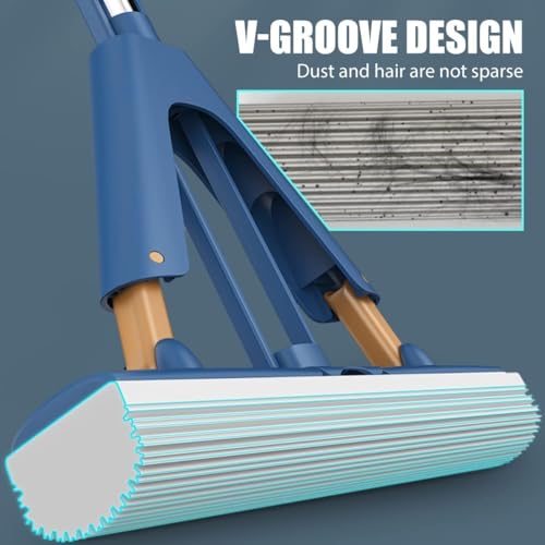 Image of Premium Sponge Hands-Free Squeeze Mop Pocha: Quick-Dry, Superior Water Absorption, Ideal for Bathroom Floor and Wall Cleaning with Long Handle