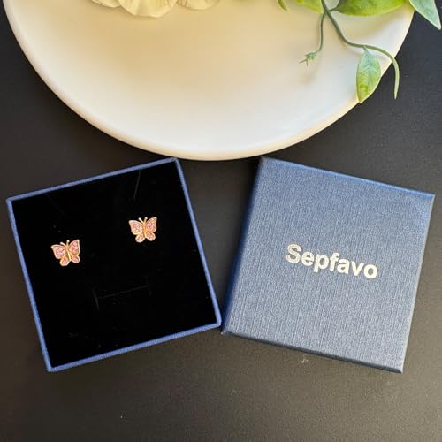 Image of Crystal Butterfly Earrings,Inlaid with Zirconia,Hypoallergenic Children's Diamond Silver Earrings,Birth Gift Birthday Valentine's Day Mother's Day Graduation Gift