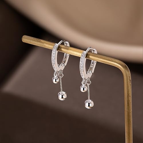SLUYNZ 925 Sterling Silver Ball Hoop Earrings for Women Teens Bead Ball Hoop Huggie Earrings Drop4