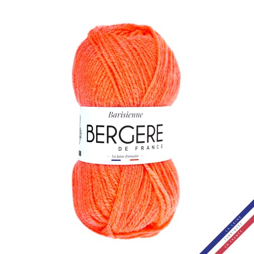 Bergère de France - BARISIENNE pelote de laine à tricoter et crochet (50g) 4 mm - 100% Acrylique - Fabriqué en France - Fil Rond, très Doux - Orange (CAROTTE)