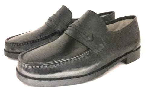 Mocasines de piel auténtica para caballero con suela de cuero y goma protectora 7