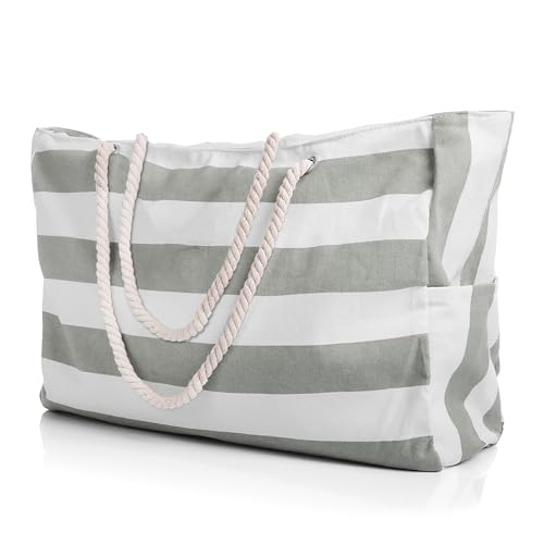 Strandtasche XXL Badetasche Strandtasche mit Reißverschluss...
