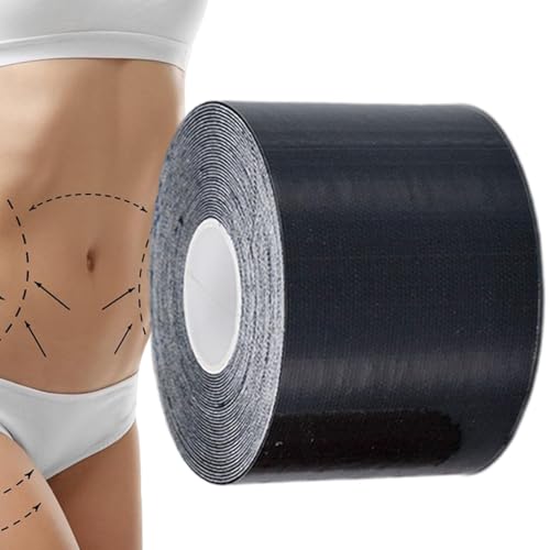 Photo de Kaotic Magic Tape – Correcteur de graisse abdominale | Bande respirante pour la taille et le ventre, 5 mètres de long, idéale pour tonifier et soutenir les bras, les cuisses et le ventre, Noir , B