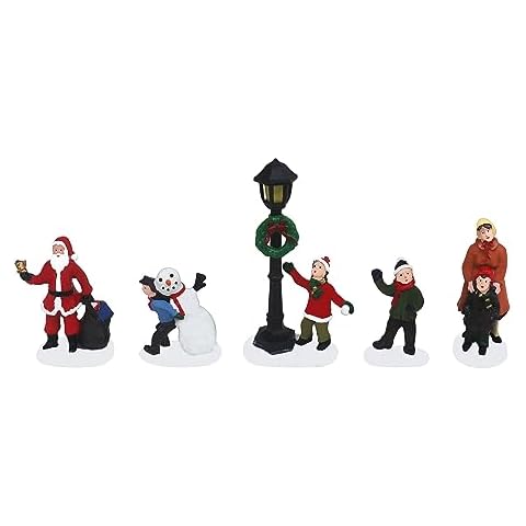 Christmas Village Figurines 5 Piece Decoration Set - Perfect Addition to Your Christmas Indoor Decorations & Snow Village Displays - A Thoughtful Gift for your Loved Ones (Snow Village Set 7) Cover