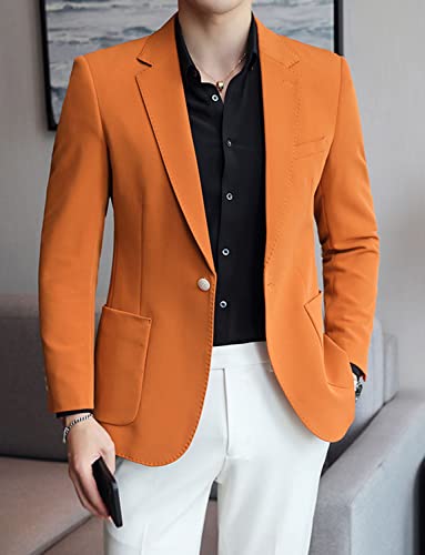 Men's Solid Color Blazer Tuxedos Jacket One Button Notch Lapel Formal Party Daily Casual Suit Coat3