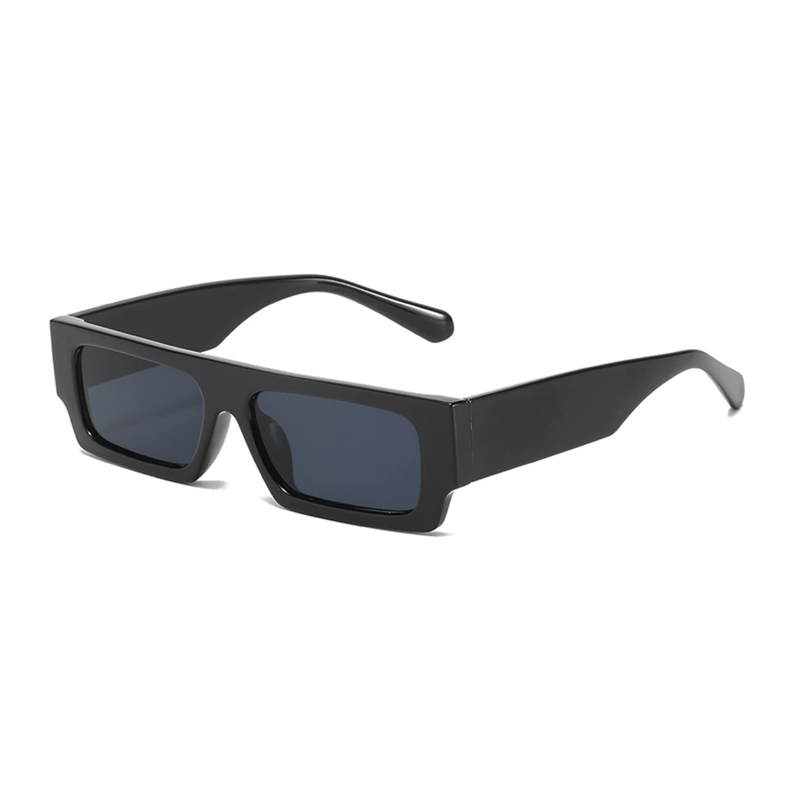 Lentes de sol rectangulares vintage para hombres y mujeres, lentes de moda retro de los años 90, lentes cuadrados, Negro - 3