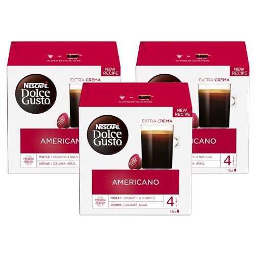 NESCAFE Dolce Gusto Cafe Americano Coffee Pods (Pack of 3 Total 48 Capsules) [Packaging may vary]