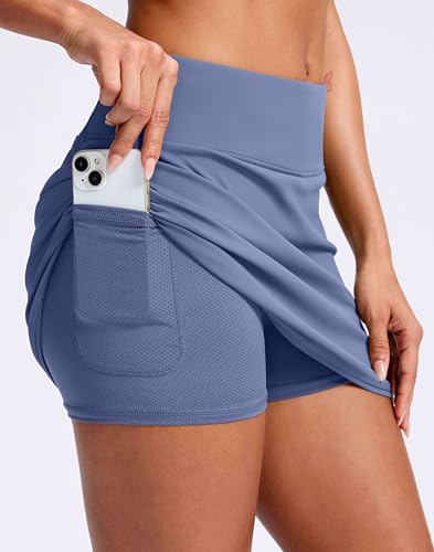 Image of SANTINY Skorts for Women with Pockets High Waisted Golf Skirts with Shorts A Line Athletic Tennis Skirt for Casual Pickleball