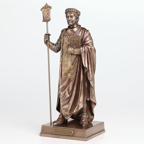Estatua de Justiniano I en resina con acabado bronce 10.25 pulg miniatura 5