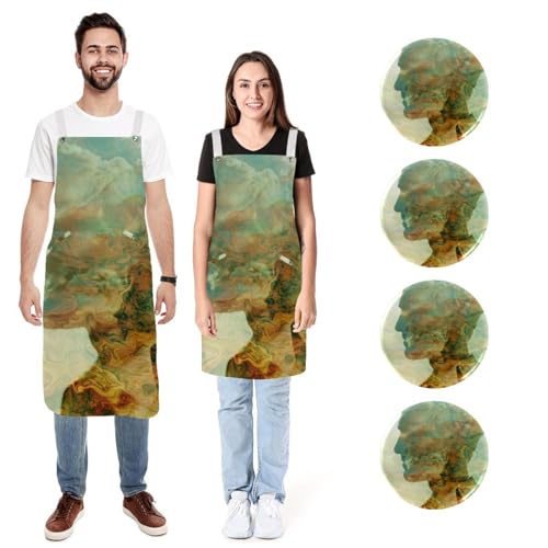 Tablier de cuisine en lin anti-tache lot de 2 tailles réglables homme femme