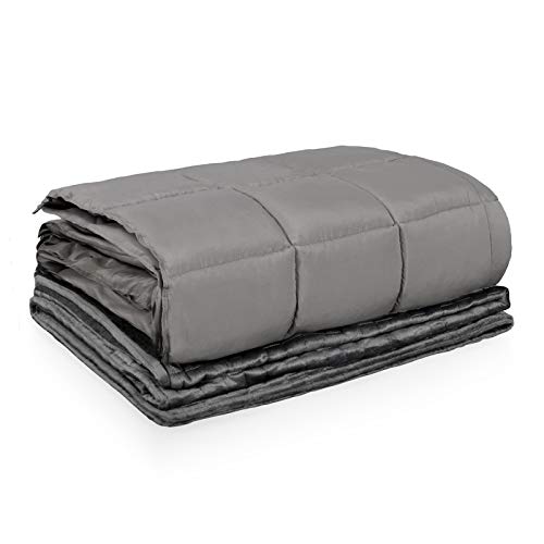 HomGarden Weighted Blanket Premium Washable Cool Heavy Blanket with Individual Duvet Cover (48''x72'', 15lbs, Grey) fit Twin, Full Size Bed for Adult