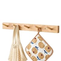 TREOAKWIS Wood Coat Rack Wall Mount, Wooden Coat Hooks with 5 Hooks Wall Hanger for Hanging Hat Jacket Purse Entryway, Bathroom, Bedroom (19.7 Inches / 50 cm)
