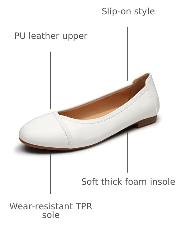 Image of Trary Slingback Flats for Women, Black Dressy Comfortable Round Square Toe Shoes, Work Office Casual Ankle Strap Dress Flats
